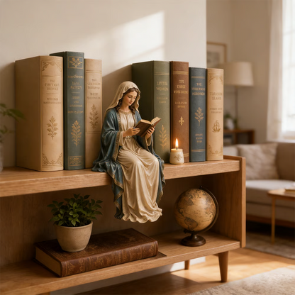 📚🕊️ Bring Divine Peace to Your Bookshelf. Virgin Mary Reading Figure