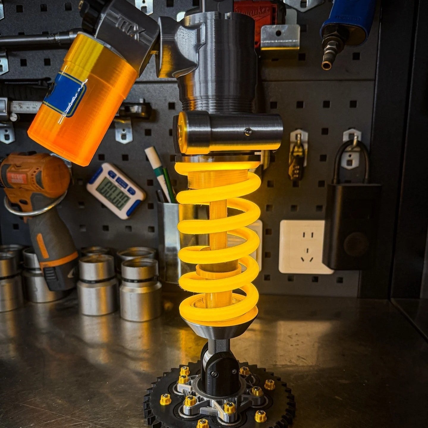 Inspired Suspension Shock Absorber Lamp - Adjustable LED Light for Gamers & Car Enthusiasts