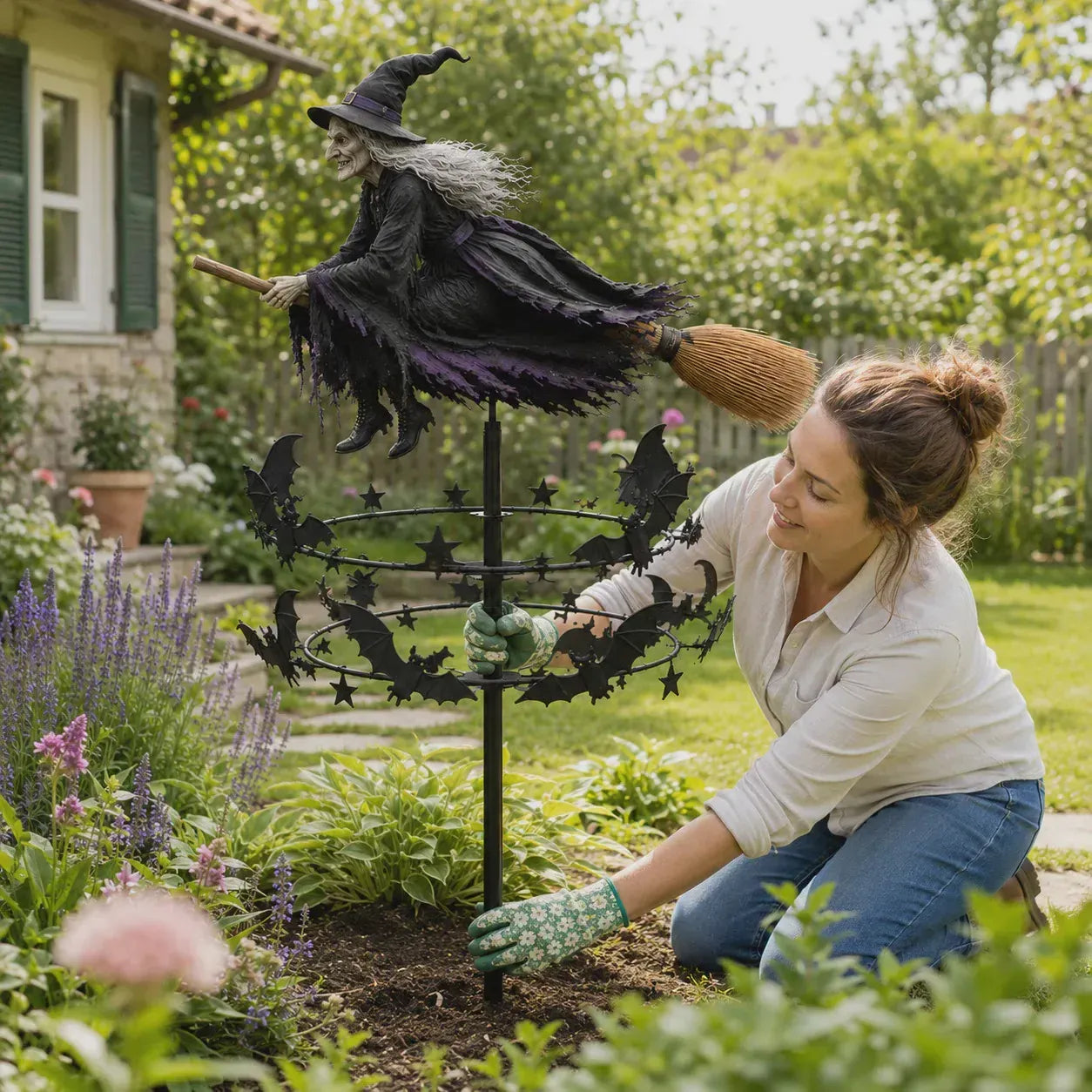 🔥Halloween Early Bird Offer: 🧙‍♀️ The Enchanted Witch Garden Wind Spinner