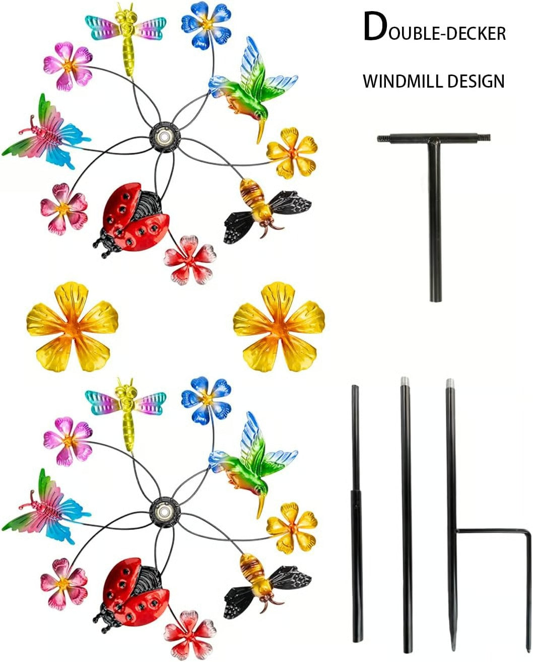 🌞🌀Outdoors Solar Wind Spinners with Decorative Flowers🌸