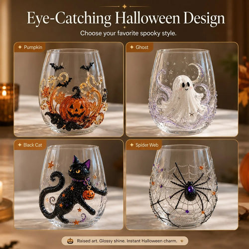 🔥LAST DAY 50% OFF - 🎃Halloween Artisan Glass Cups, Festive Parties & Cozy Fall Home Bar Vibes