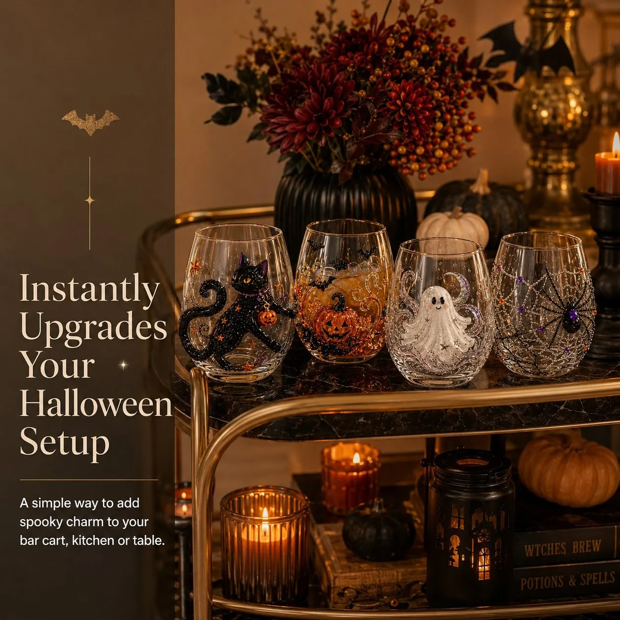 🔥LAST DAY 50% OFF - 🎃Halloween Artisan Glass Cups, Festive Parties & Cozy Fall Home Bar Vibes