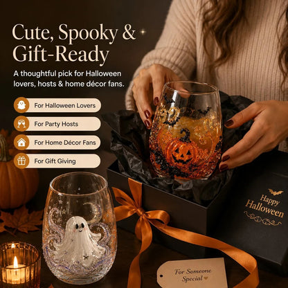 🔥LAST DAY 50% OFF - 🎃Halloween Artisan Glass Cups, Festive Parties & Cozy Fall Home Bar Vibes