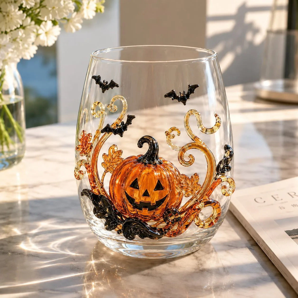🔥LAST DAY 50% OFF - 🎃Halloween Artisan Glass Cups, Festive Parties & Cozy Fall Home Bar Vibes