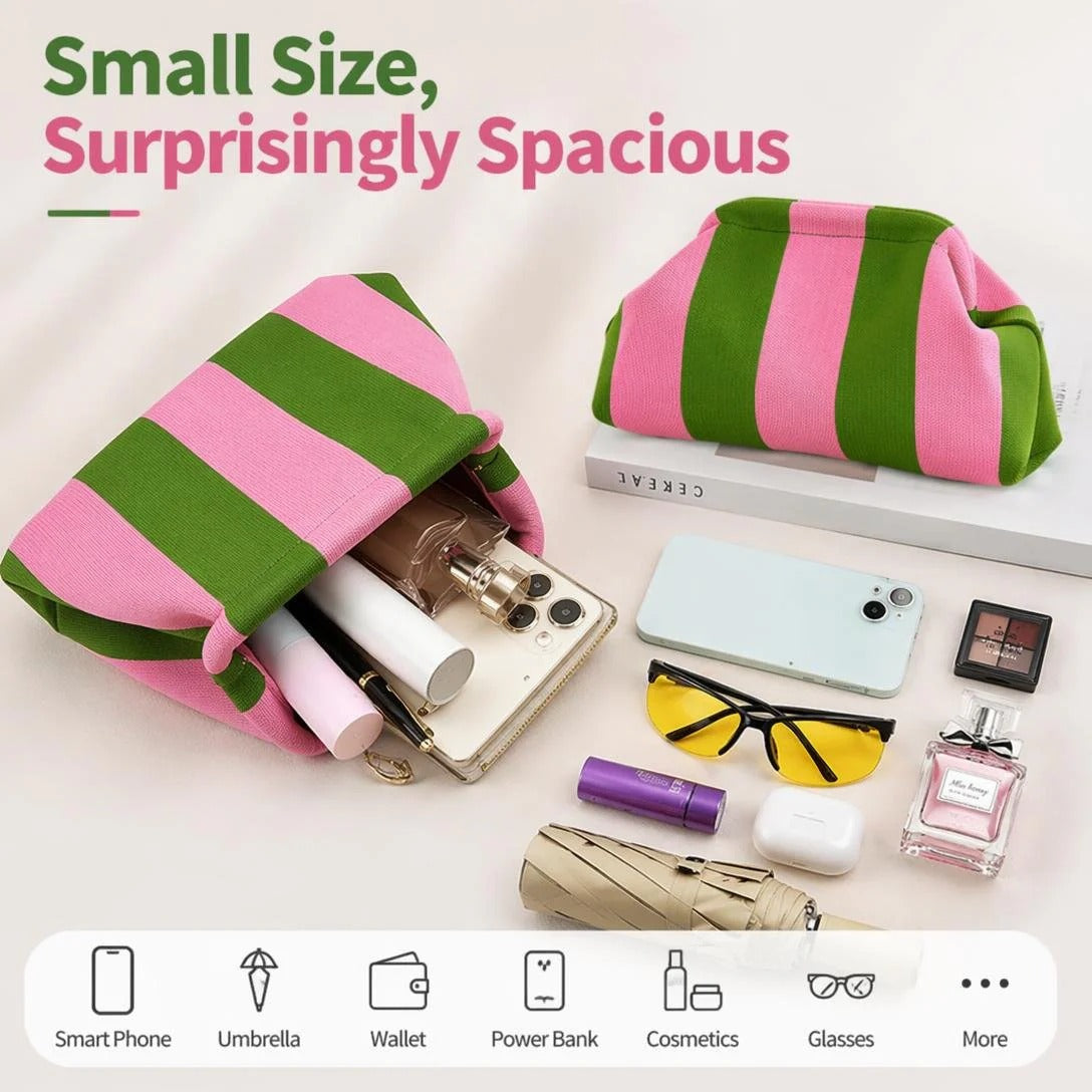 Women's Striped/diamond Dot Cloud Handbag, Clip-Top Crossbody Bag