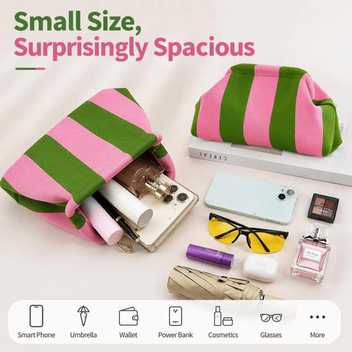 Women's Striped/diamond Dot Cloud Handbag, Clip-Top Crossbody Bag