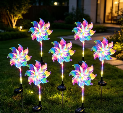 ☀️Solar Windmill Garden Lights, Colorful LED Outdoor Pinwheel Stake Decor