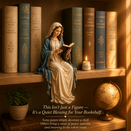📚🕊️ Bring Divine Peace to Your Bookshelf. Virgin Mary Reading Figure