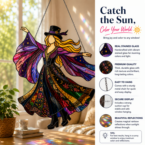 💥 LAST DAY 57% OFF - 🤘 Handmade Stained Glass Spinning Suncatcher