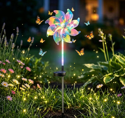 ☀️Solar Windmill Garden Lights, Colorful LED Outdoor Pinwheel Stake Decor