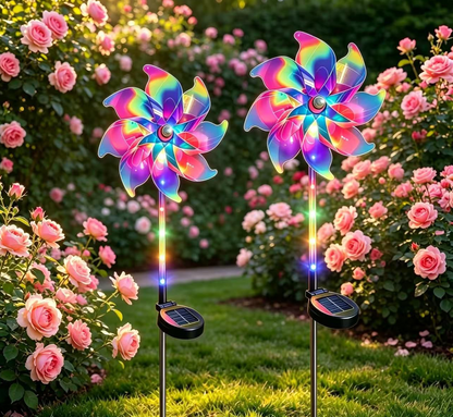 ☀️Solar Windmill Garden Lights, Colorful LED Outdoor Pinwheel Stake Decor