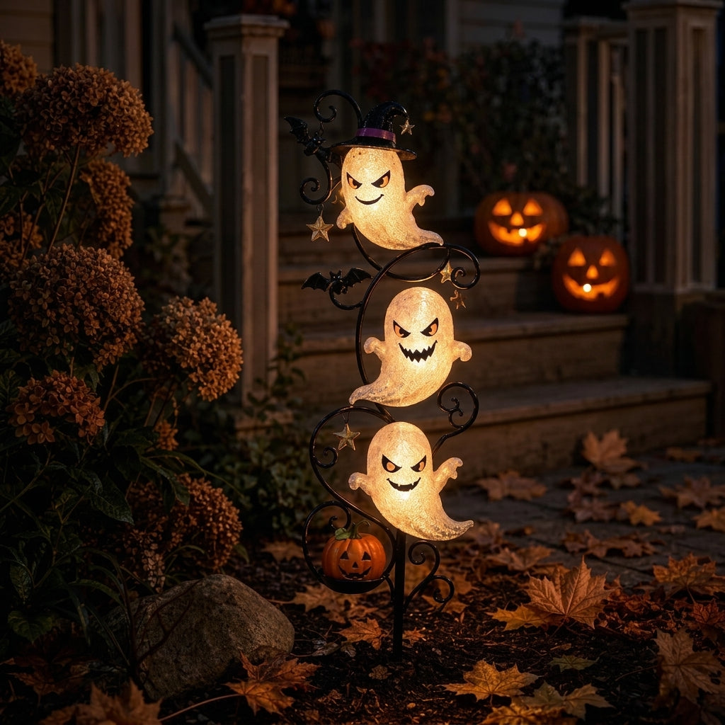 👻 Solar Halloween Little Ghost Garden Stake Light