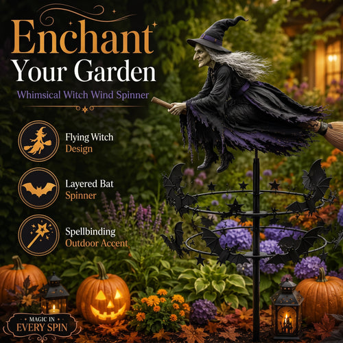🔥Halloween Early Bird Offer: 🧙‍♀️ The Enchanted Witch Garden Wind Spinner