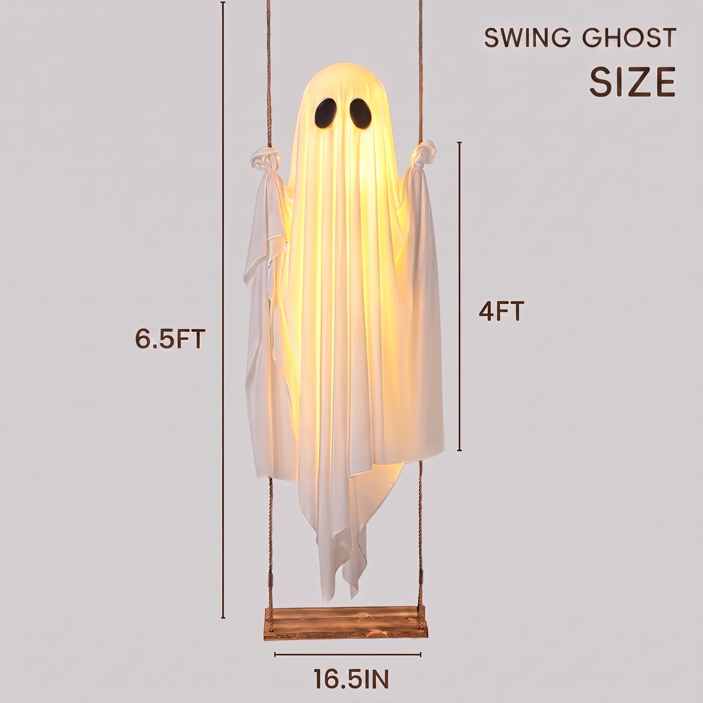 🔥👻Hanging Swing Ghost Halloween Decor with String Lights