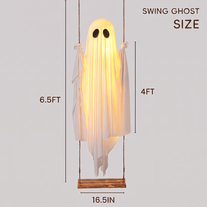 🔥👻Hanging Swing Ghost Halloween Decor with String Lights