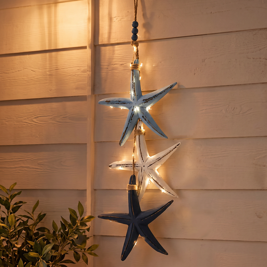 ⭐2026 HOT SALE🐟🌊Lighted Coastal Wooden Starfish & Fish Hanging Decor