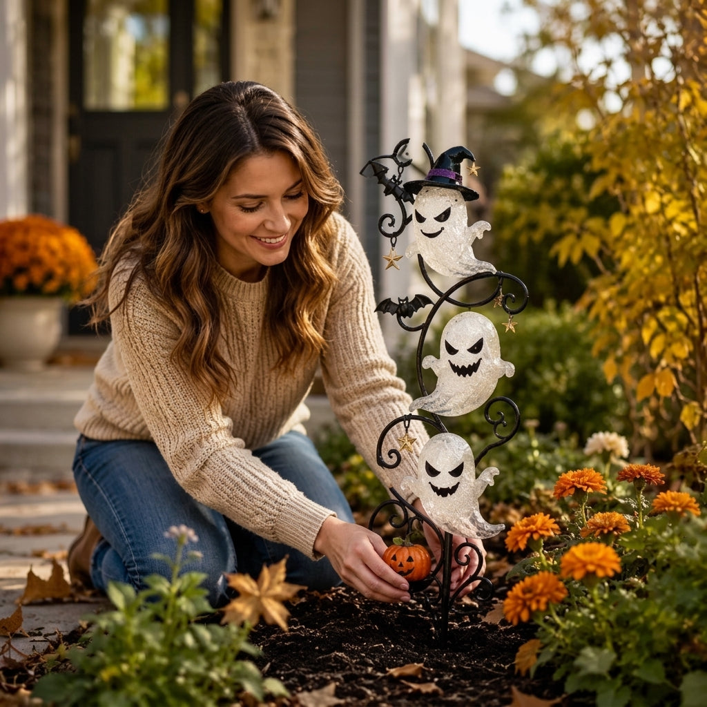 👻 Solar Halloween Little Ghost Garden Stake Light