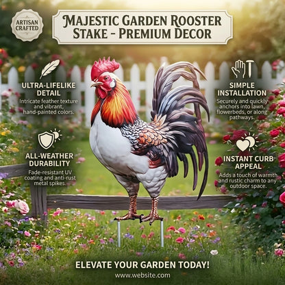 🐓Colorful Iron Rooster Garden Stake Statue