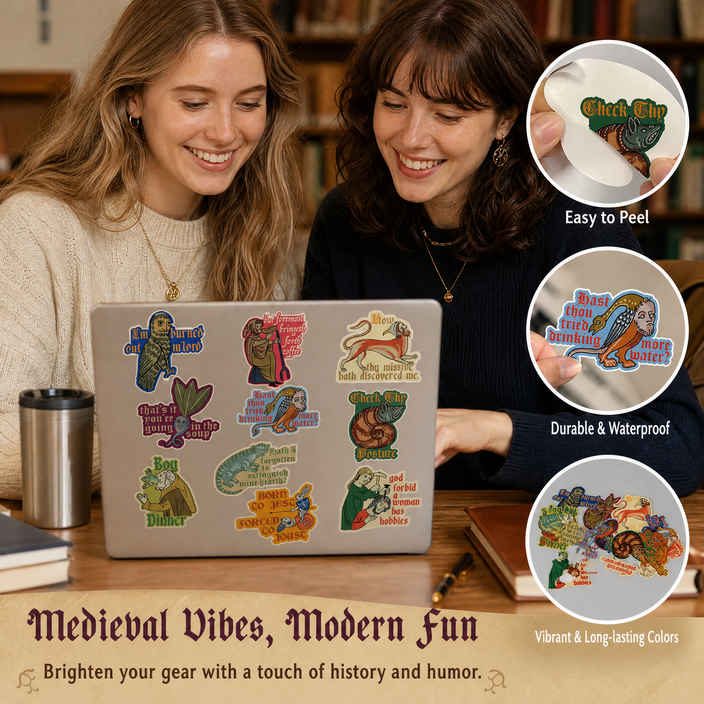 Pack of 10 Funny Ye Ole Medieval Knight Stickers - Unique Gifts